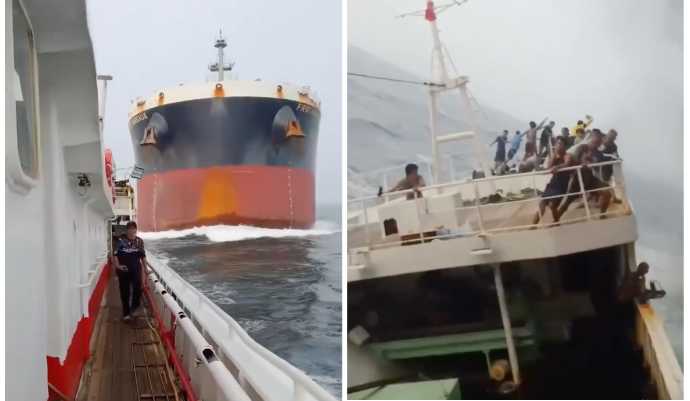 Nave cargo di 229 metri si schianta e causa l’affondamento di un peschereggio: in un video le drammatiche immagini girate dai pescatori